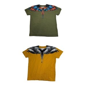 Marcelo Burlon Kids Lot (2) Icon Wings T-Shirts Sz 4 - Ocher & Olive Streetwear